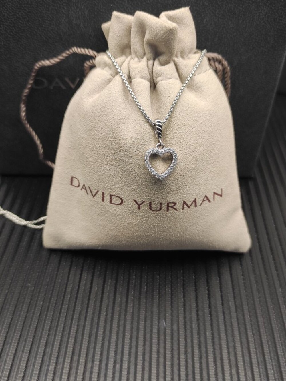 David Yurman Openwork Heart-Shaped Diamond Necklace